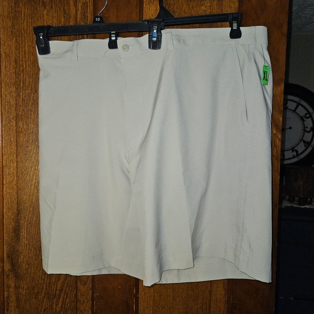PGA Tour Mens Golf Shorts Size 42 Stone Beige Flat Front Lightweight Polyester